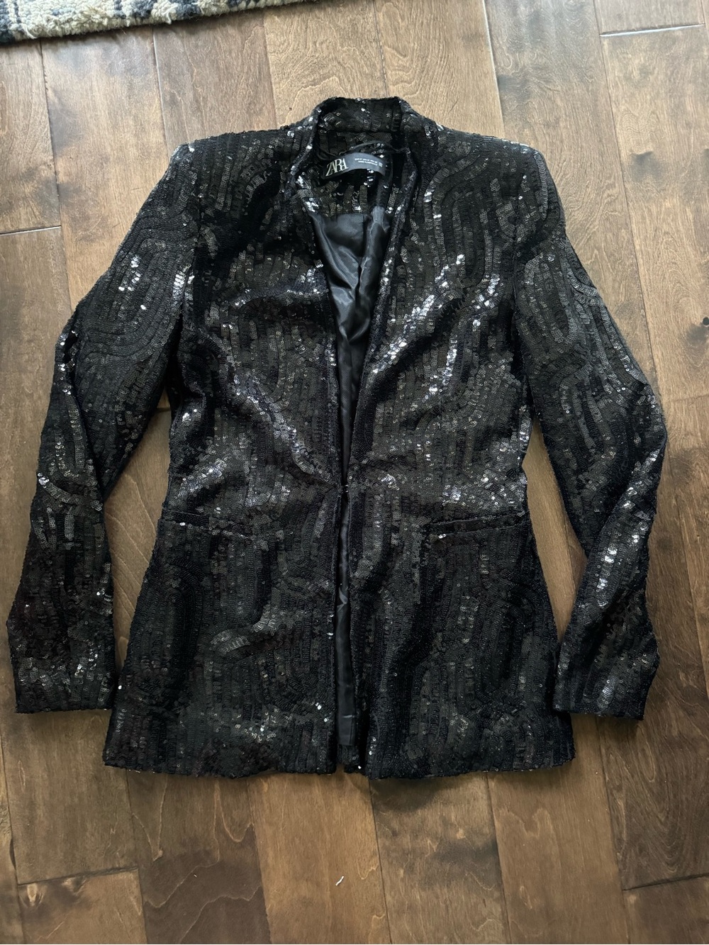 Zara Black Sequin Blazer & Shorts Set